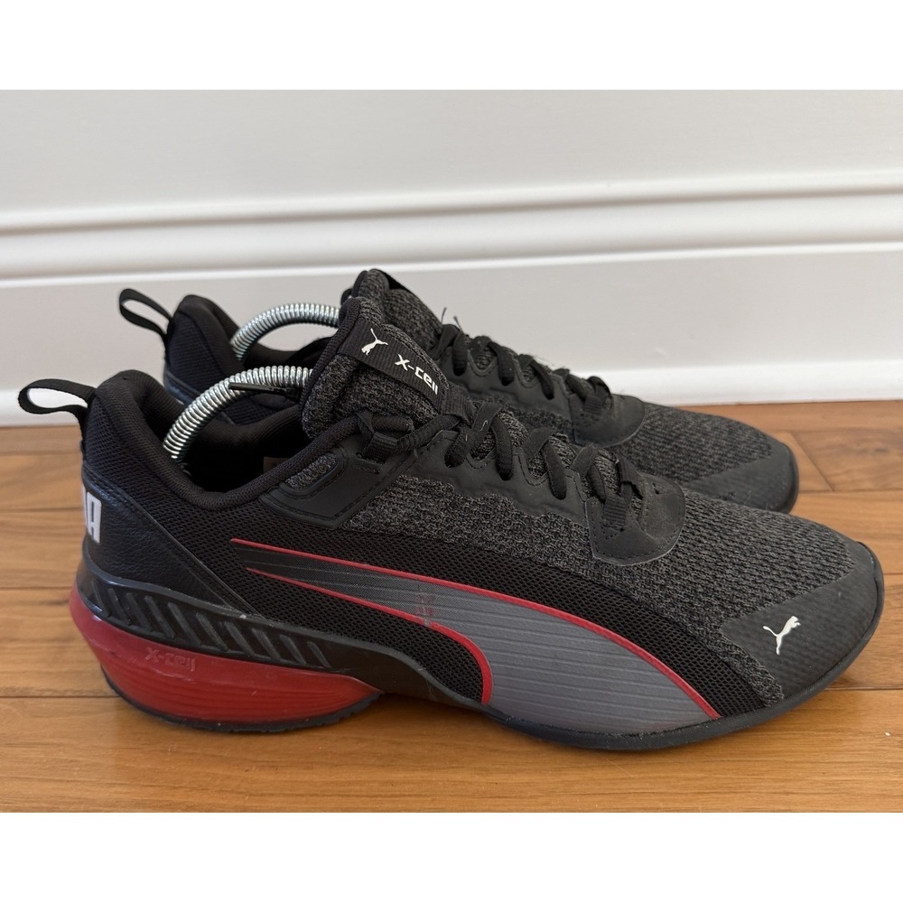 Puma X Cell Uprise Shoes Men's Size 10 Black Castlerock High Risk Red EUC